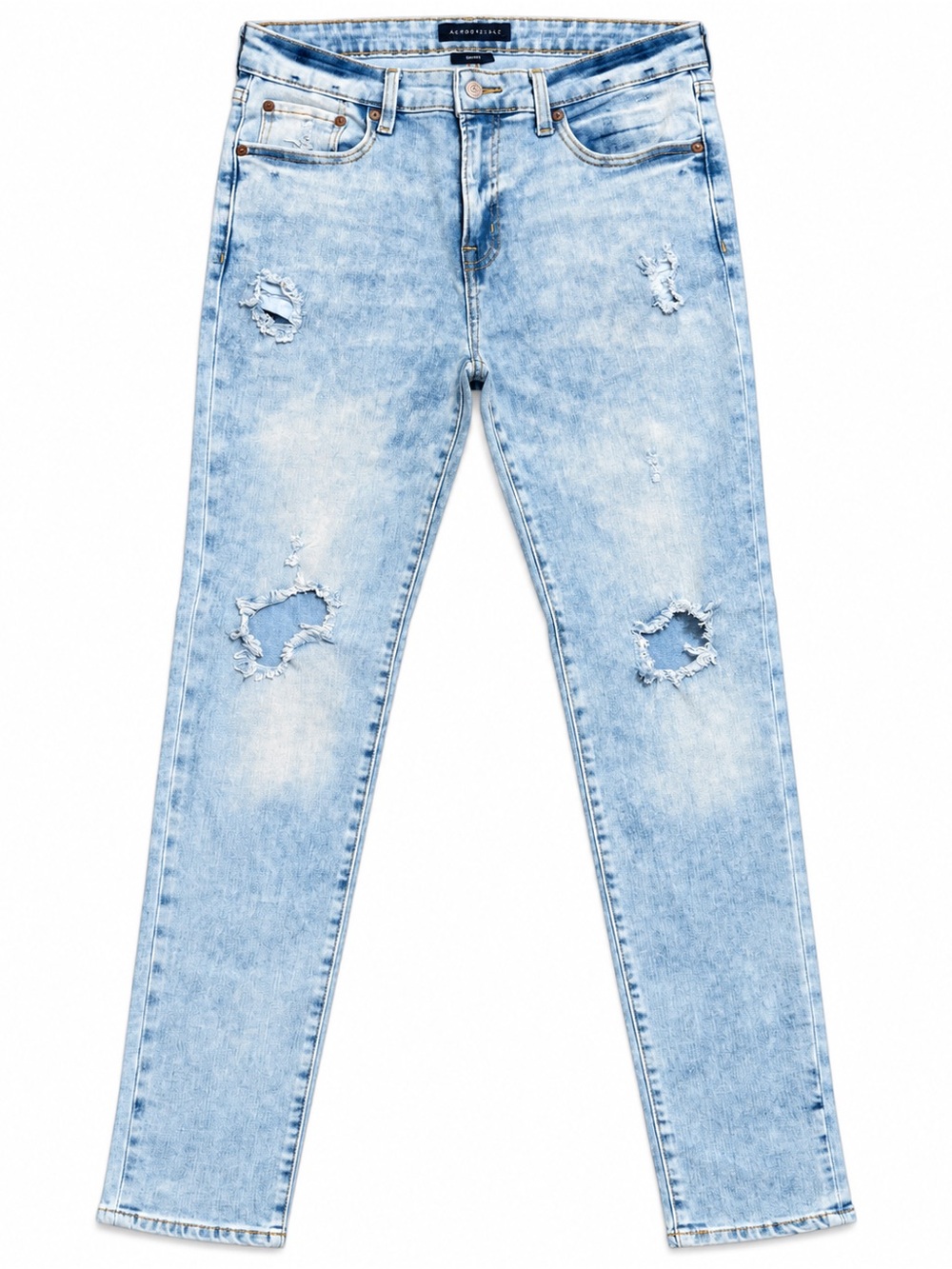 Aeropostale Men’s Skinny Jeans 33x32 Light Wash Distressed Stretch Denim